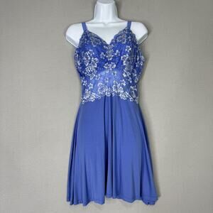Cosabella Savona Curvy Chemise Womens Large Blue Lace Lingerie Nightgown Italy